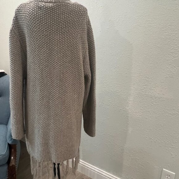 Sam Edelman Gray Long Cardigan with Fringe bottom. Size S NWOT - Picture 3 of 4